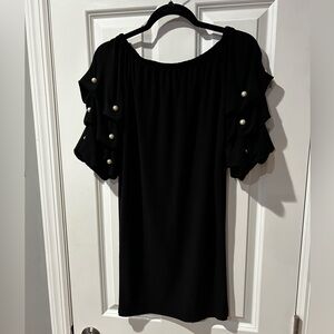 MSK Black Ruffled Embellished Blouse